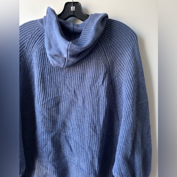 InCashmere Women’s Cotton Blend Blue Hooded  Sweater Cardigan - Picture 4 of 9